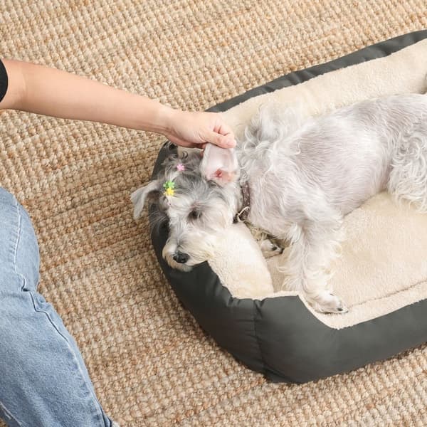 Hundeseng - Hundpude - Hundeseng - 80 x 65 x 20 cm - Med reversibel pude - Grå