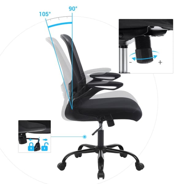 Kontorstol - Kontorstol - Ergonomisk computerstol - Justerbar kontorstol - Sort