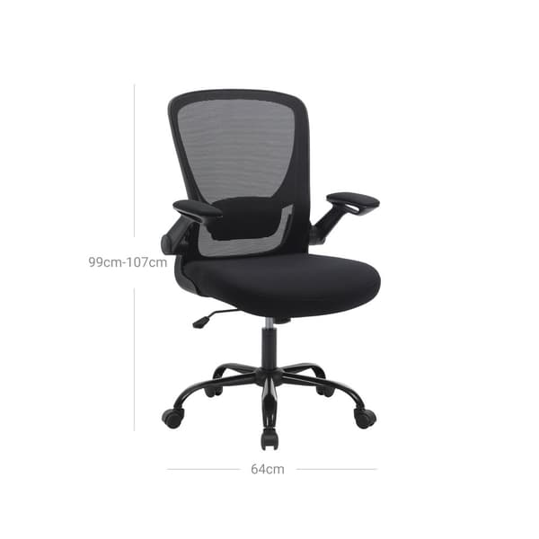 Kontorstol - Kontorstol - Ergonomisk computerstol - Justerbar kontorstol - Sort