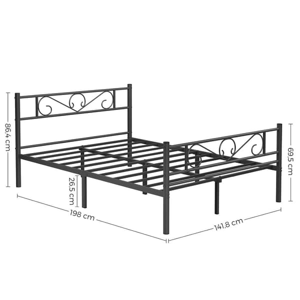 Kaksikerroksinen runko - Metallivuoteen runko - Soveltuu patjalle 140 x 190 cm - musta