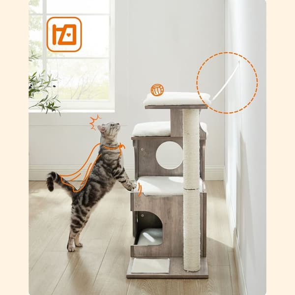 Scratching Post - 86 cm - Medium -størrelse skrabepost - med 3 kajpladser og hule - Grå