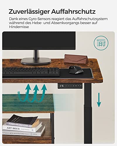 Electric Desk - Korkeudessa säädettävä - työpöytä 70 x 140 cm - vintage ruskea / musta