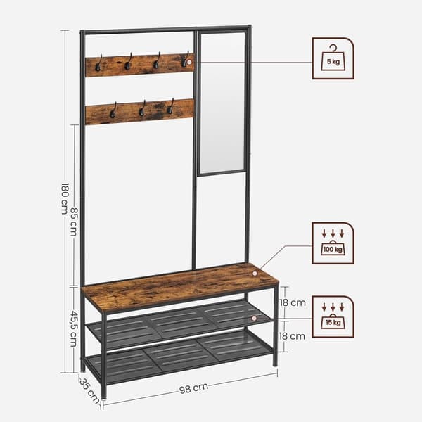 Coat Rack - vaatekauppa - vaatekaappi - Spiegel - kenkätelineellä - takit - vintage ruskea