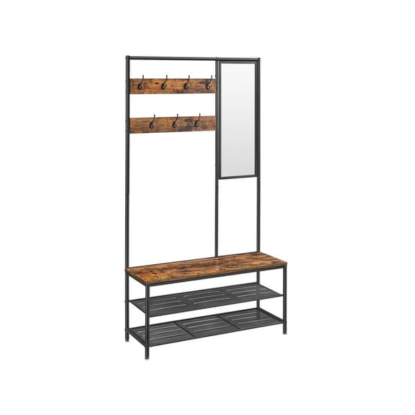 Coat Rack - Beklædningsstativ - Garderobe - Med Spiegel - med skostativ - frakker - vintage brun