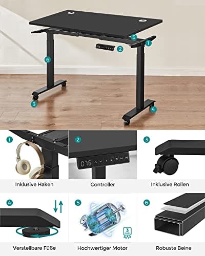 Højde -til -Be -skrivebord - elektrisk skrivebord - bordplade 70 x 140 cm - dobbeltmotor - Stebeless justerbar - hukommelsesfunktion med 4 højder - me