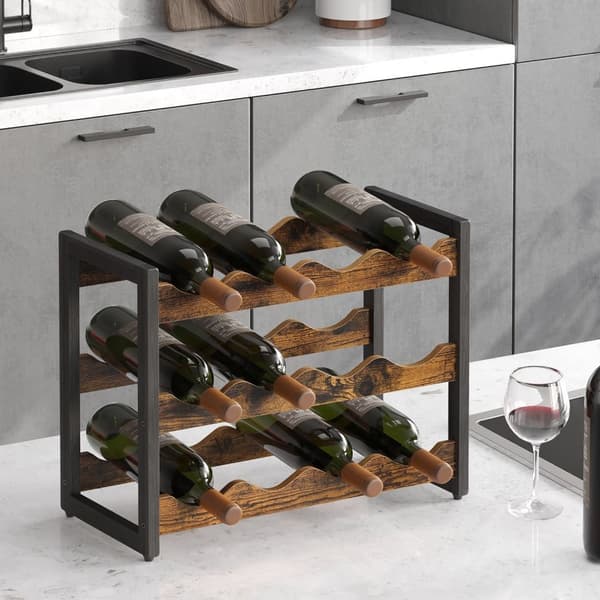 Viinihylly - viinikaappi - Bulless Rack - 12 pullolle - ruskea