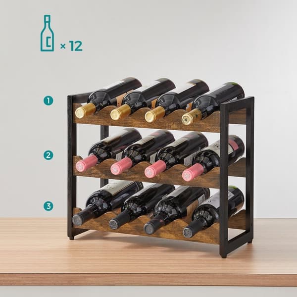 Viinihylly - viinikaappi - Bulless Rack - 12 pullolle - ruskea