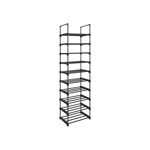 Sko rack - med 10 hylder - metalstål - 45x30x174cm - sort