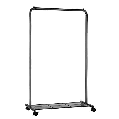 Vaateteline - Vaatehuolto - Pyörillä - jopa 40 kg verotettava - valmistettu metallista - ruudulla - musta