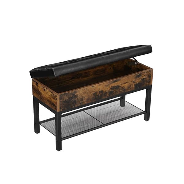 Sko rack - skobank - skoopbevaring - med pude - skoboks - vintage brun