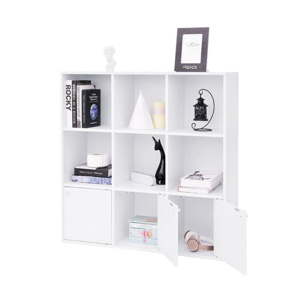 Bogreol - Frakoblet kabinet - Opbevaringsopkald - Frigørt planke - Cube Cabinet - 9 virksomheder - Hvid