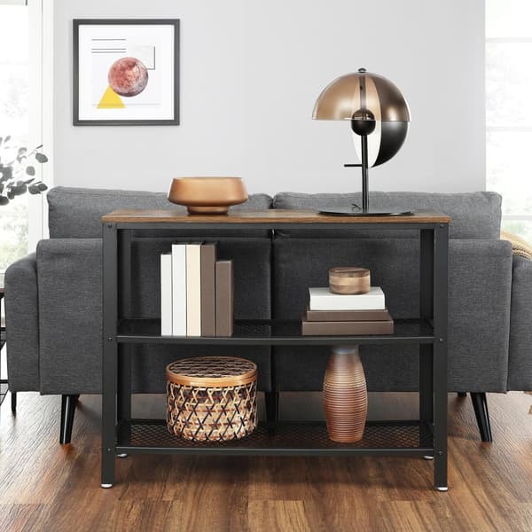 Consolet Table - Gangtafel - Dressior - Med 2 gitterplader - sidebord - 101,5 x 35 x 80 cm - Brun sort