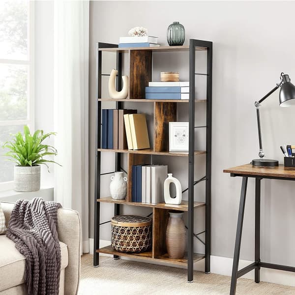 Bogreol - boghylde - med 4 niveauer - stor metalramme - industriel design