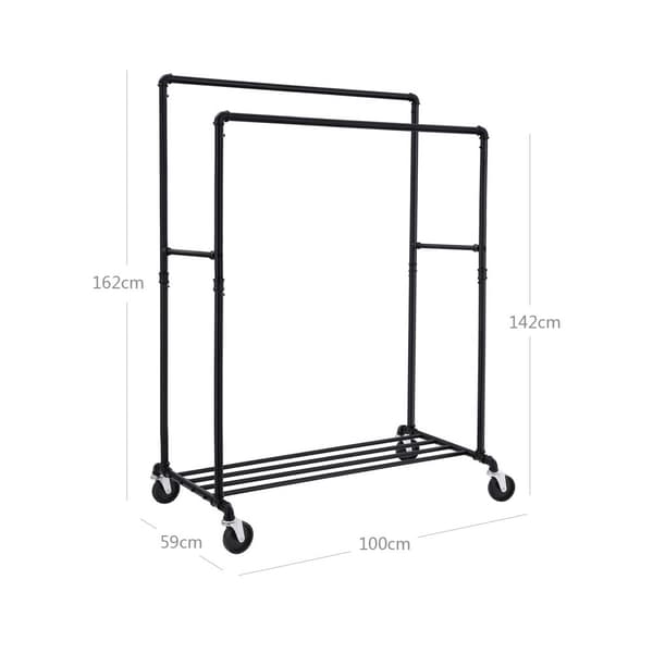 Klädstativ - Heavy Metal Clothing Standard - On Wheels - Laing Capacity på upp till 110 kg