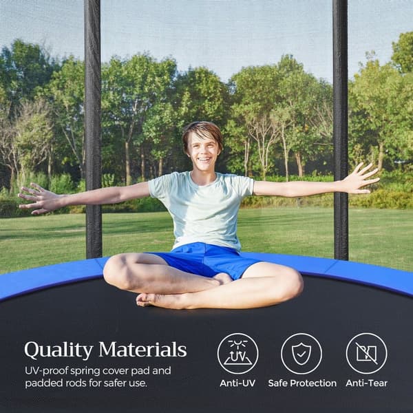 Trampolin - Bouncy Pushion - Med sikkerhedsnet - Blå