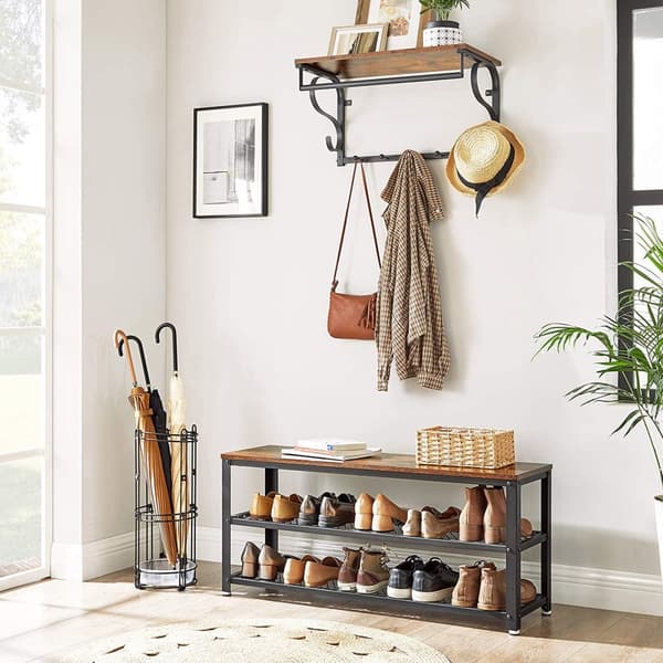 Sko rack - med 2 hylder - metalramme - 100 x 30 x 45 cm
