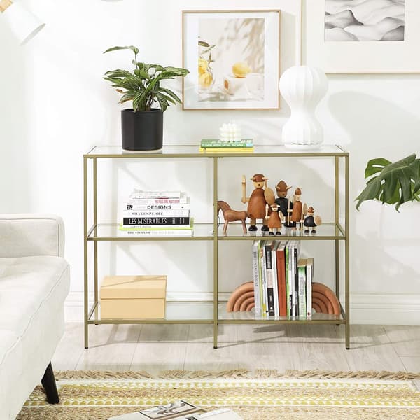 Glasvægsbord med gylden ramme - Consoline Table - Hall Table - Guld