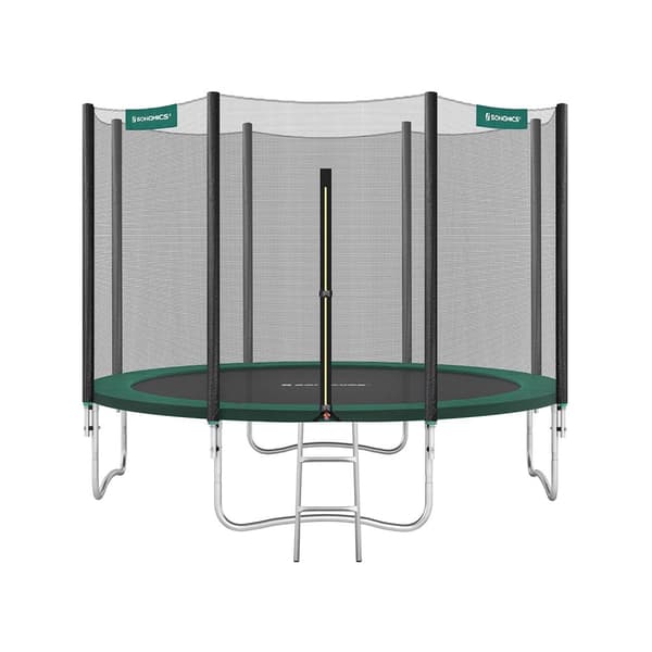 Trampoline Ø 305 cm - Round Garden Trampoline - Med sikkerhedsnet - med stige - grøn