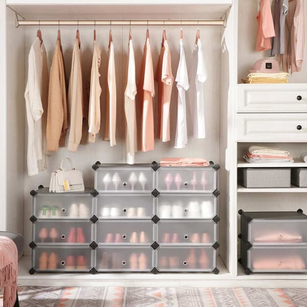 Shoe Rack - Rectangular Storage Organizer - Modular Storage Board - med 10 platser - 40 x 30 x 17 cm