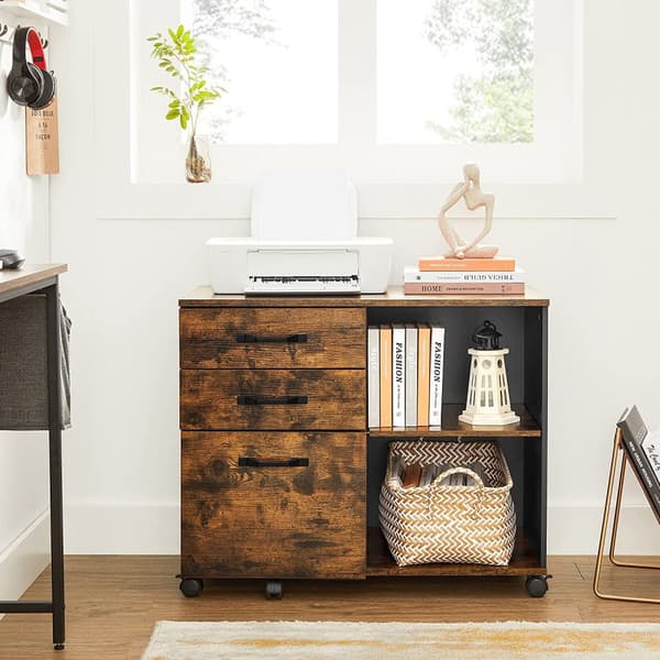 Arkivskåp - bokhylla - Decoret - förvaringsskåp - med hjul - Vintage Brown
