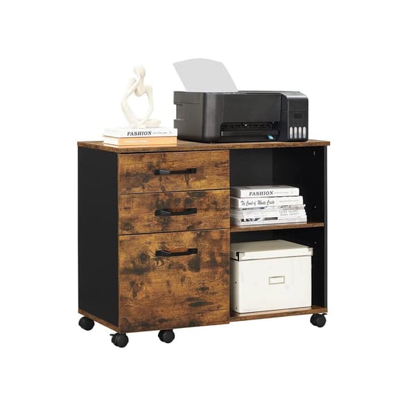 Arkivskåp - bokhylla - Decoret - förvaringsskåp - med hjul - Vintage Brown