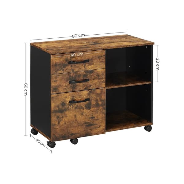 Arkivskåp - bokhylla - Decoret - förvaringsskåp - med hjul - Vintage Brown