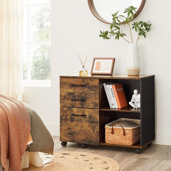 Arkivskåp - bokhylla - Decoret - förvaringsskåp - med hjul - Vintage Brown
