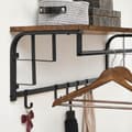 Miniatyrbillede 5 af 8: Wall Coat Rack - væghylde - væg hængende hylde - med 5 aftagelige kroge - brun