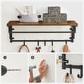 Miniatyrbillede 7 af 8: Wall Coat Rack - væghylde - væg hængende hylde - med 5 aftagelige kroge - brun