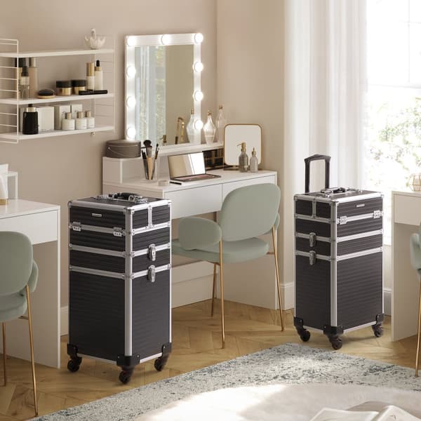 Make -Up Suftcase - Cosmetic Case, Large Trolley - With Wheels - Svart