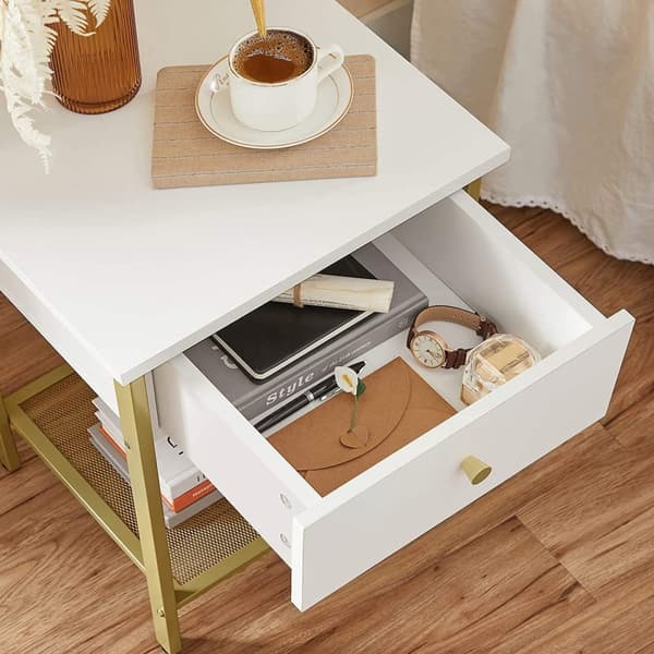 Sidobord - sängbord - sängbord - vitt / guld