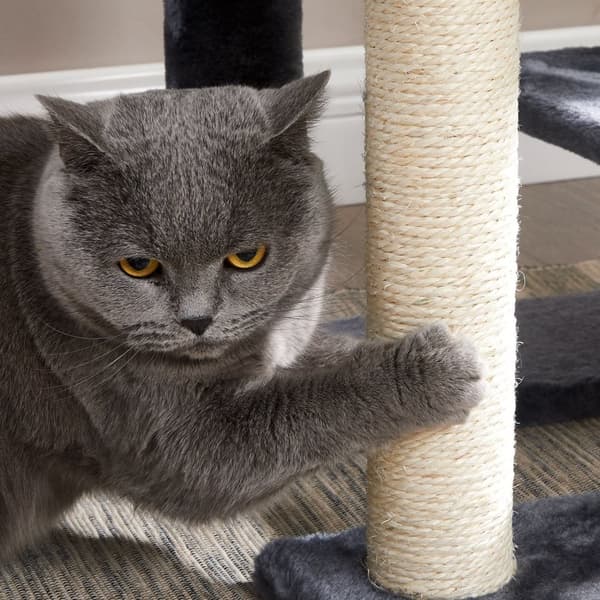 Scratching Post - med platform - Hammat - Soft Cover - 84 cm - Røggrå