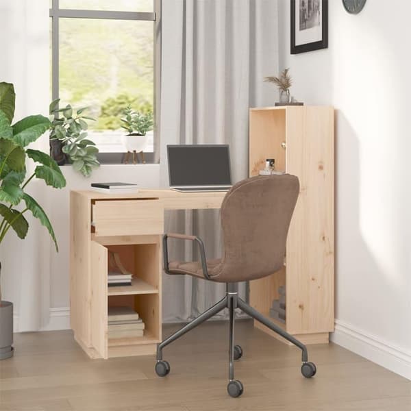 vidaXL skrivebord 110x53x117 cm massivt fyrretræ