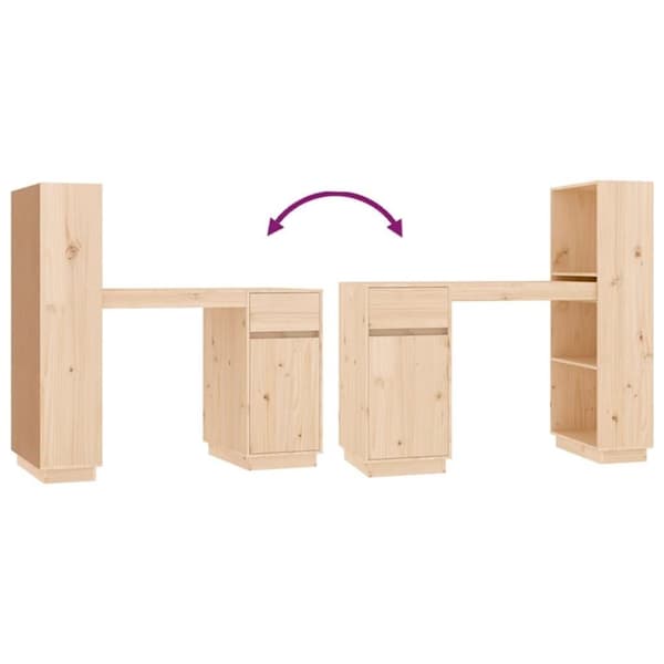 vidaXL skrivebord 110x53x117 cm massivt fyrretræ