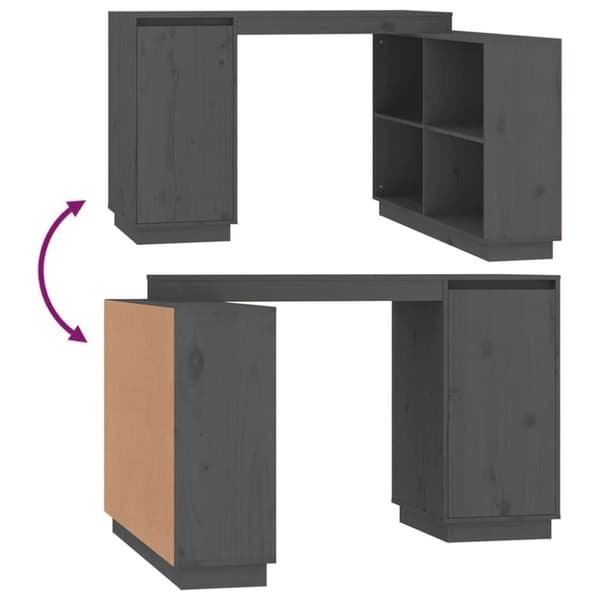 vidaXL skrivebord 110x50x75 cm massivt fyrretræ grå