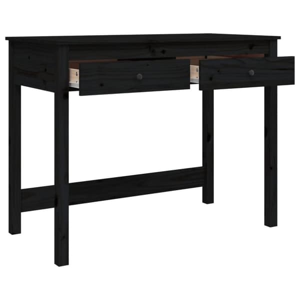 vidaXL Työpöytä laatikoilla musta 100x50x78 cm täysi mänty