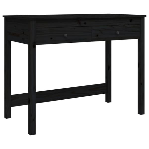 vidaXL Työpöytä laatikoilla musta 100x50x78 cm täysi mänty