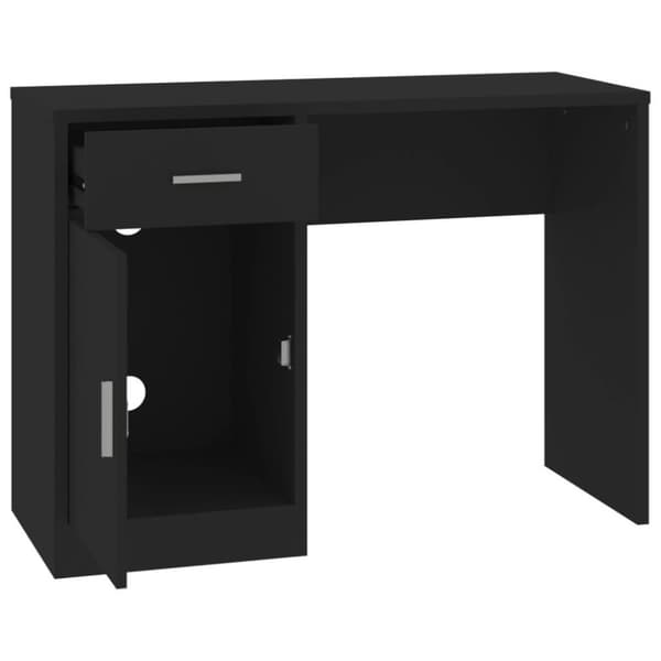 vidaXL Työpöytä laatikolla ja kaapilla musta 100x40x73 cm tekninen puu