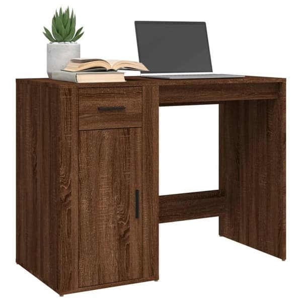 vidaXL skrivebord 100x49x75 cm konstrueret træ brun egetræsfarve