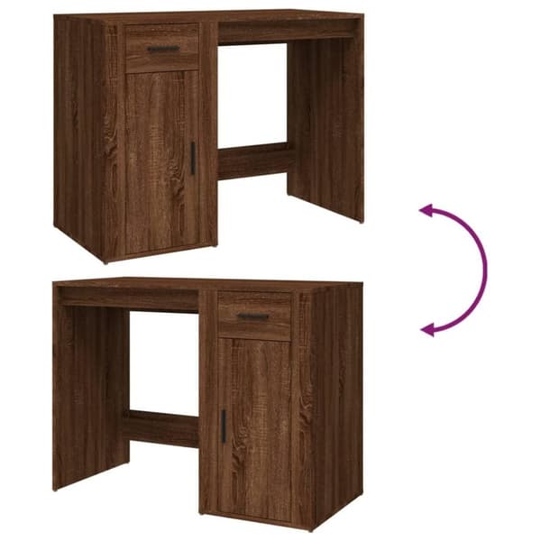 vidaXL skrivebord 100x49x75 cm konstrueret træ brun egetræsfarve
