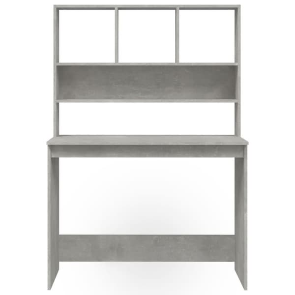 vidaXL skrivebord m. hylder 102x45x148 cm konstrueret træ betongrå