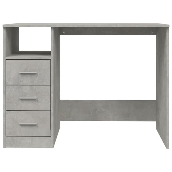 vidaXL skrivebord m. skuffer 102x50x76 cm konstrueret træ betongrå