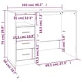 Miniatyrbillede 11 af 11: vidaXL skrivebord m. skuffer 102x50x76 cm konstrueret træ betongrå