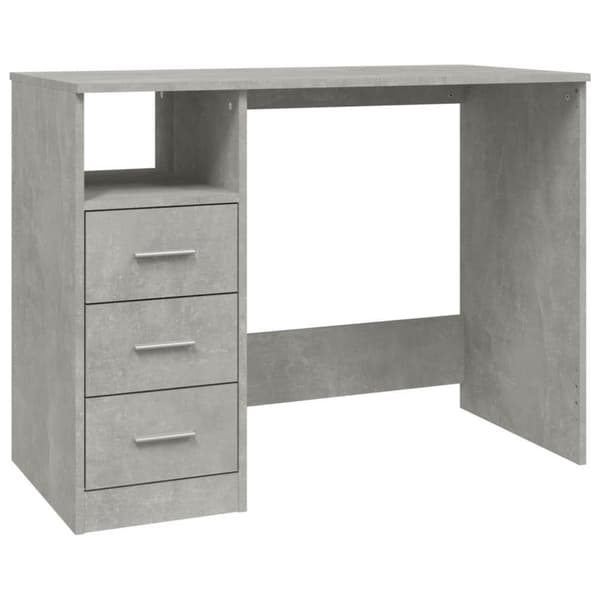 vidaXL skrivebord m. skuffer 102x50x76 cm konstrueret træ betongrå