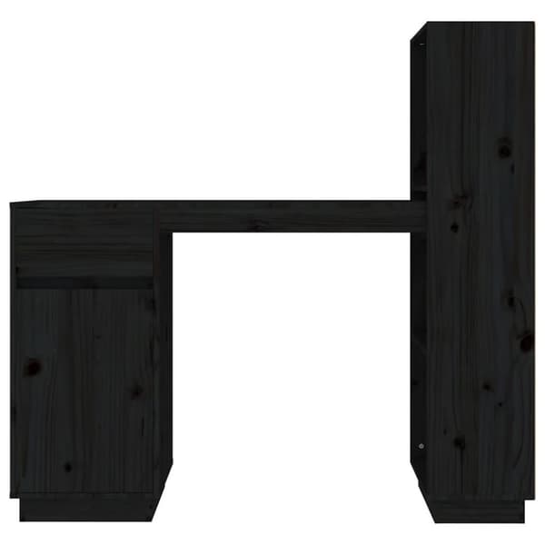 vidaXL Skrivbord svart 110x53x117 cm massiv furu