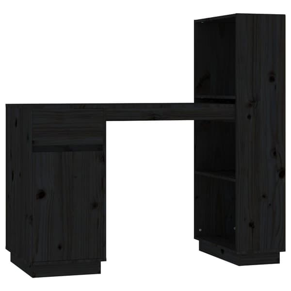 vidaXL Skrivbord svart 110x53x117 cm massiv furu