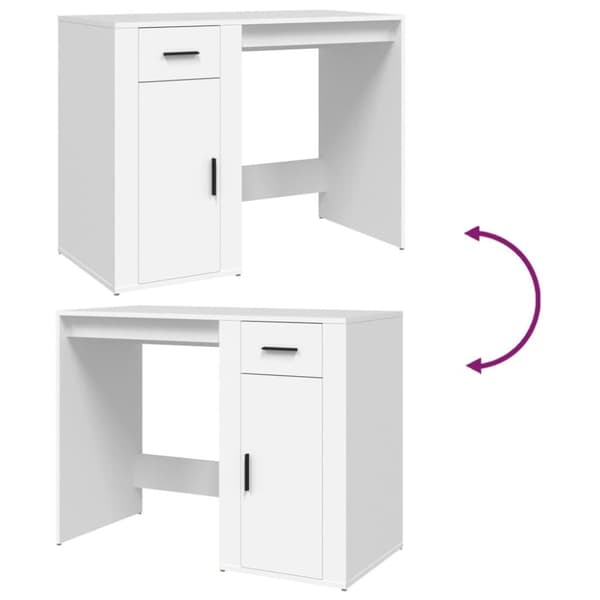 vidaXL Skrivebord hvit 100x49x75 cm konstruert tre