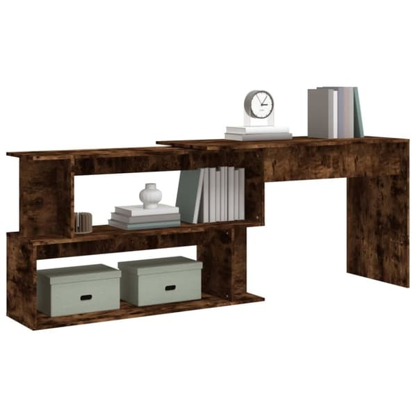 vidaXL Hörnskrivbord rökfärgad ek 200x50x76 cm konstruerat trä