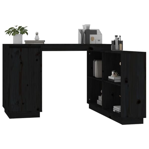 vidaXL Skrivbord svart 110x50x75 cm massiv furu