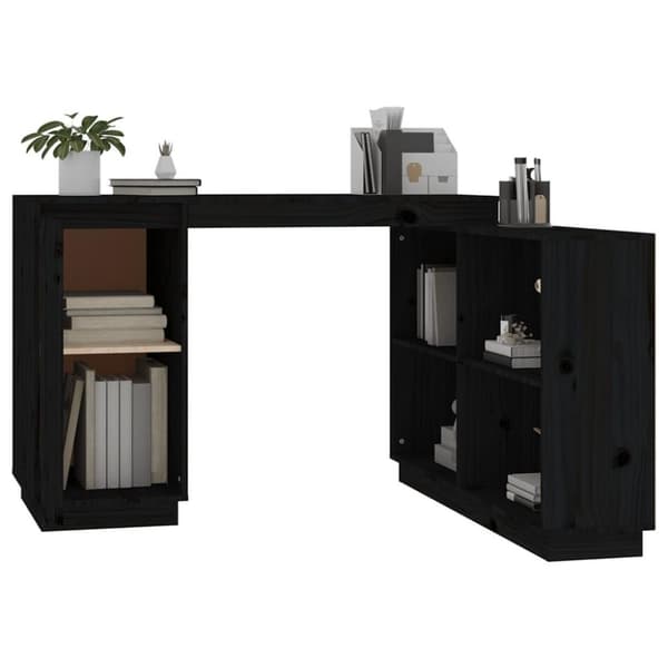 vidaXL Skrivbord svart 110x50x75 cm massiv furu